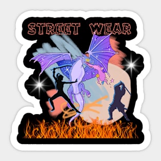 Dragon Fight Street Wear Sticker